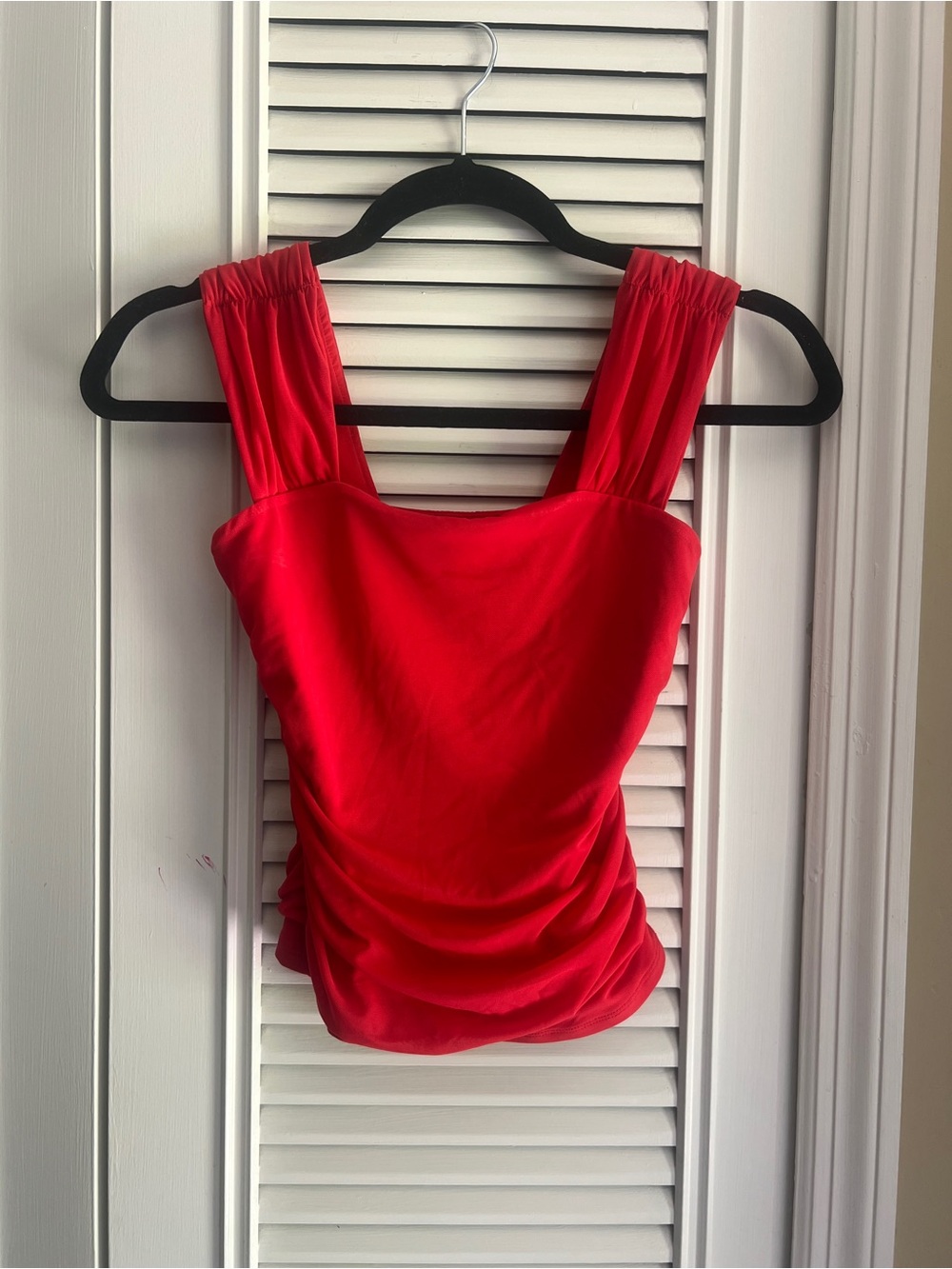 ReoRia Red Ruched Square Neck Camisole